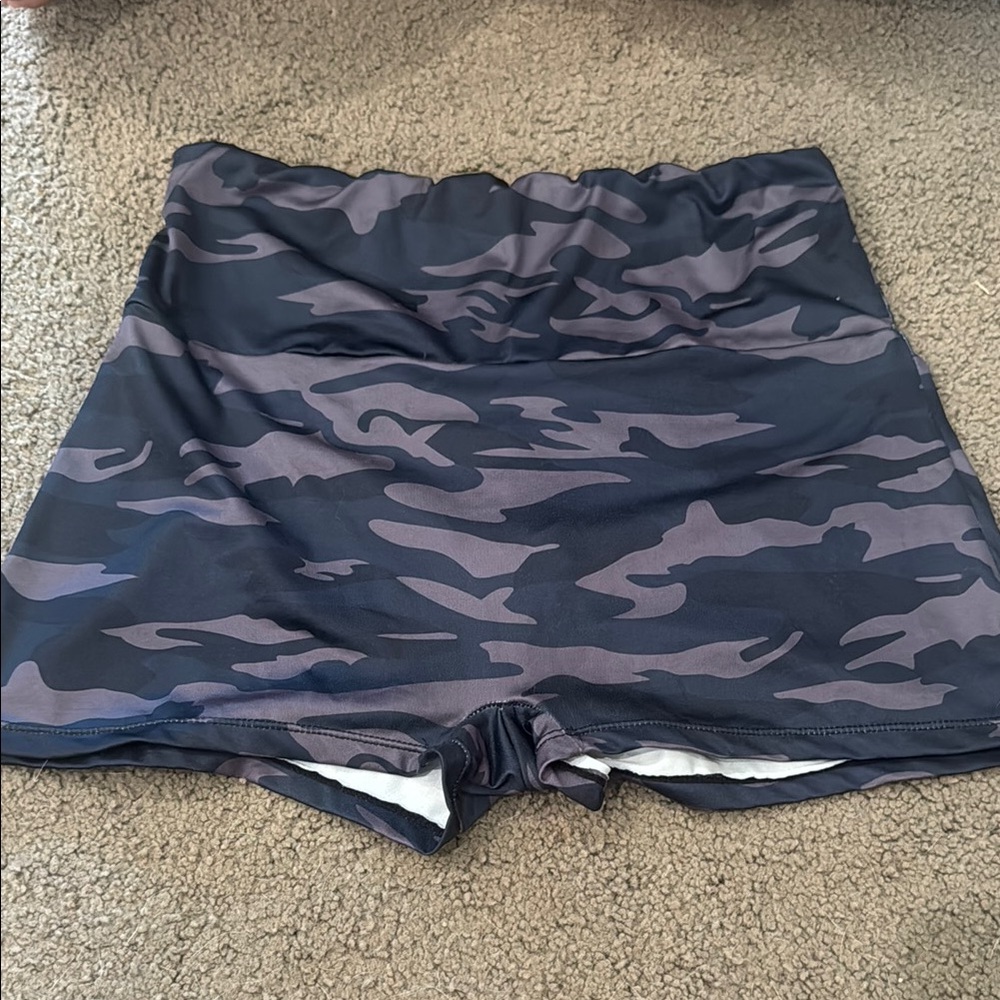 Target Black and Gray Athletic Shorts with Camouflage Design